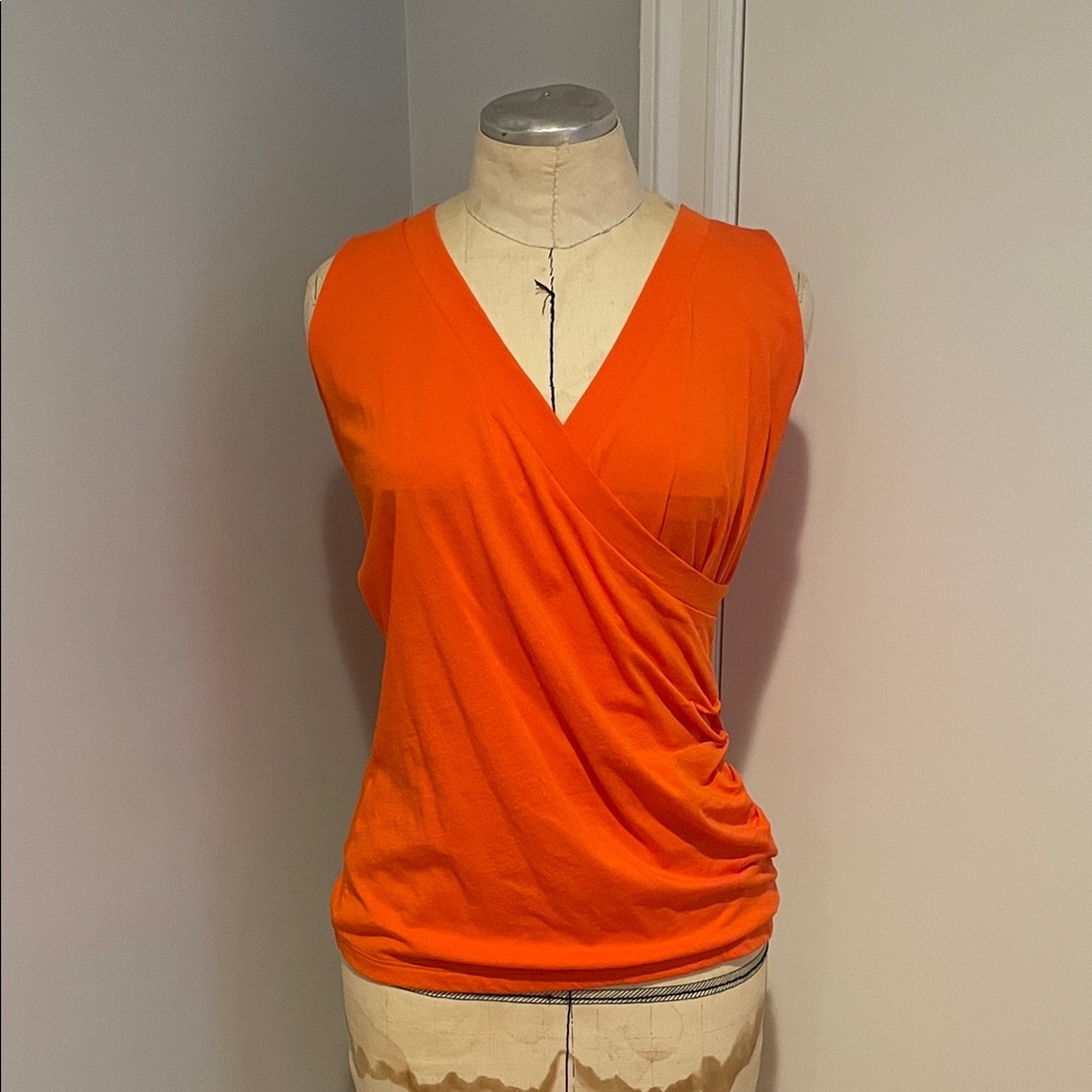 Lilla P Women's Orange Sleeveless Wrap Top Size Medium